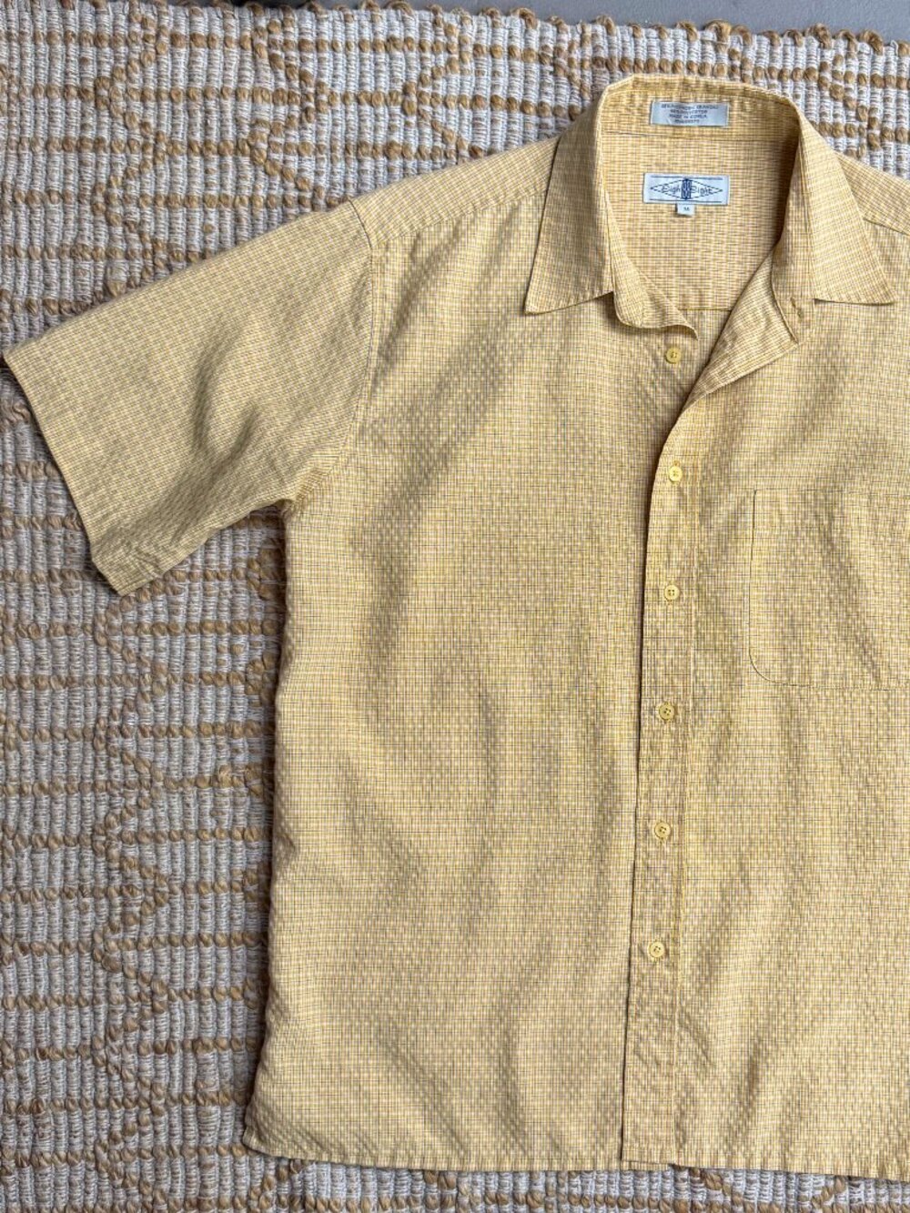 Vintage Yellow Plaid Shirt - Mens M